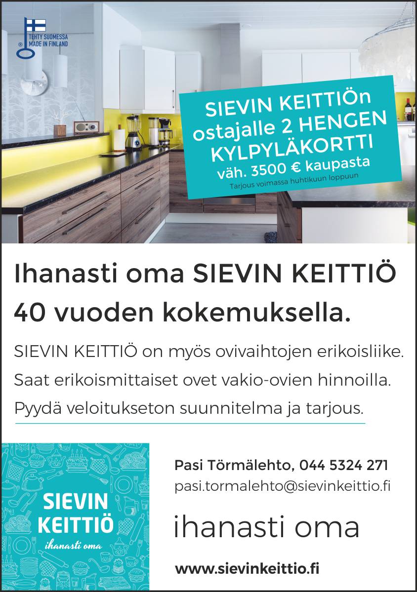 Sievin Keittiö ilmoitus huhtikuu 2018